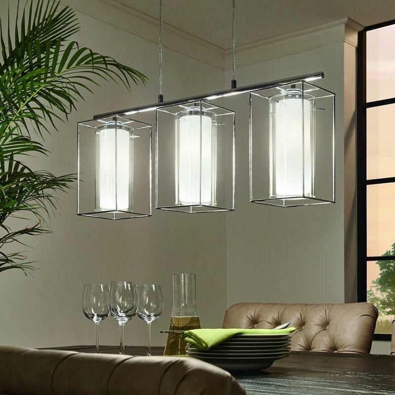 Loncino 1 | 3 Light Chrome and Glass Pendant Light - Lighting.co.za