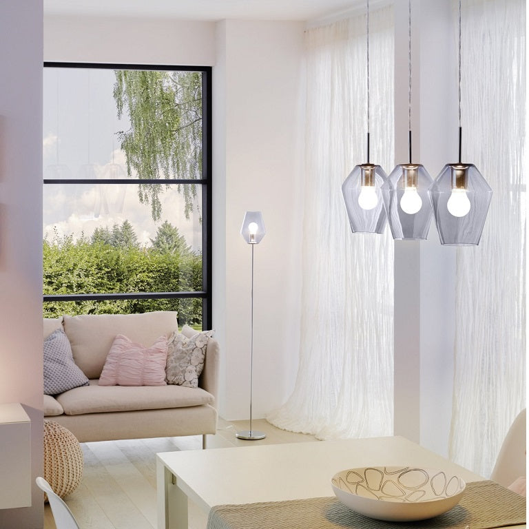 Murmillo 3L Smoke Glass and Chrome Cluster Pendant Light - Lighting.co.za