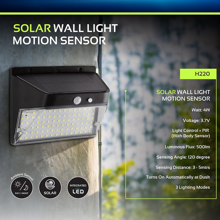 Curto 4W LED Solar Outdoor Wall Light with Motion Sensor - Lighting.co.za
