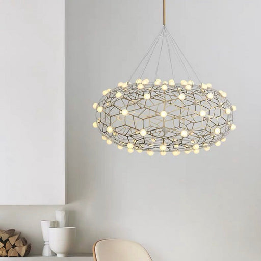 Honeycomb Satin Gold SMD LED CCT Adjustable Pendant Light 2 Sizes - Lighting.co.za