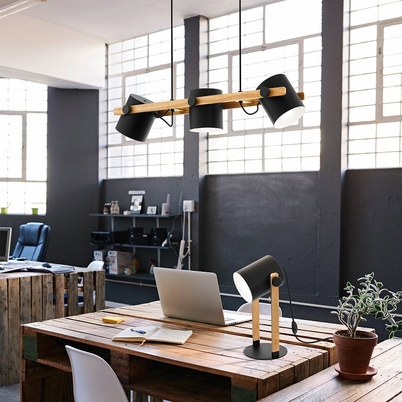 Hornwood Black and Wood 3 Light Pendant - Lighting.co.za