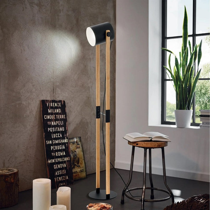 Hornwood Black and Wood Floor Lamp - Lighting.co.za