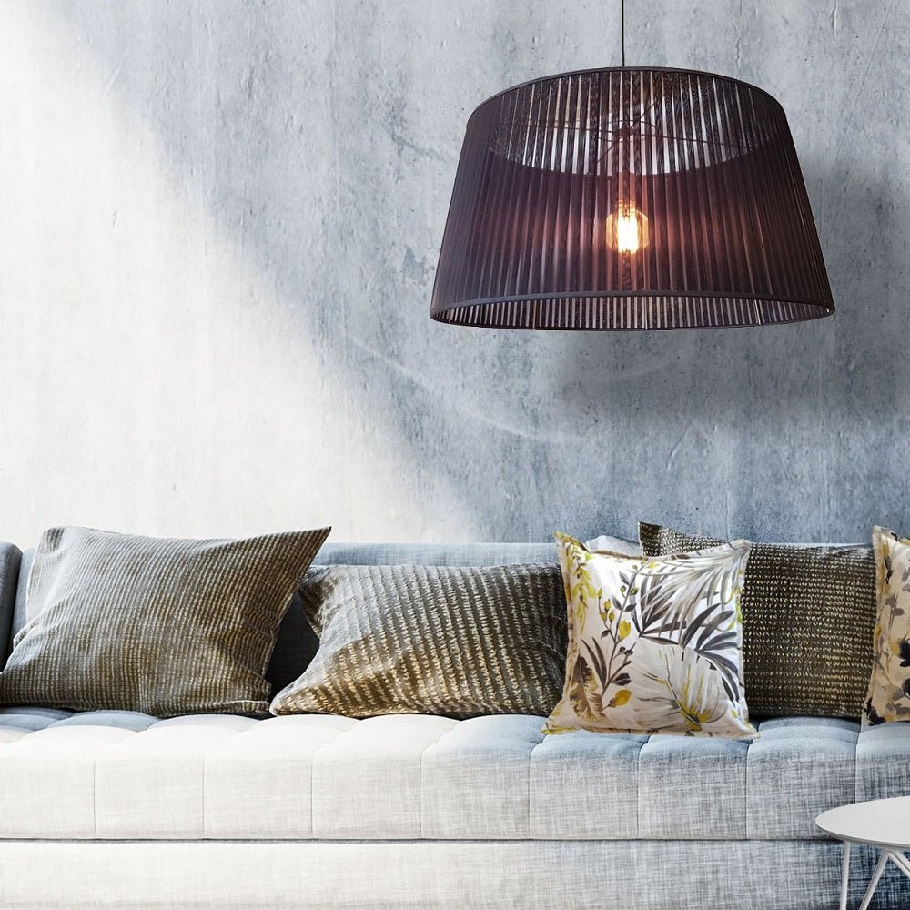 Chloe Large Pleated Black Organza Shade Pendant Light | Lighting.co.za