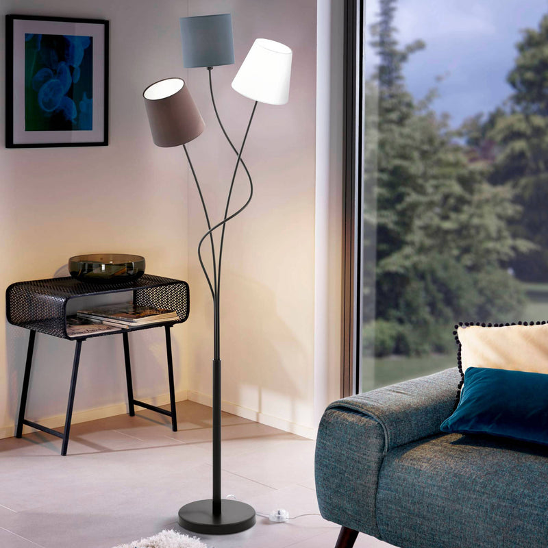 Maronda Black Three Shade Floor Lamp - Lighting.co.za