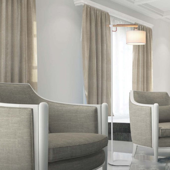 Langham Black or White and Wood Floor Lamp - Lighting.co.za