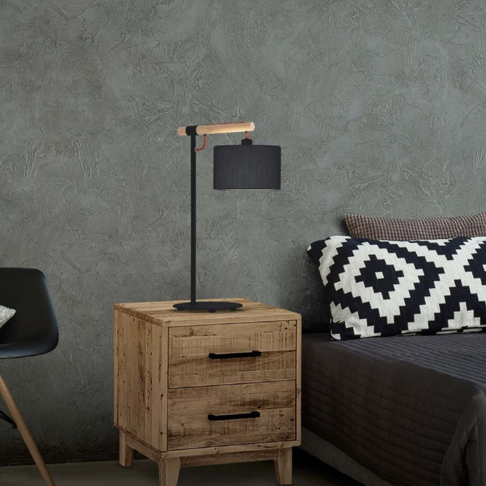 Langham Black or White and Wood Table Lamp - Lighting.co.za