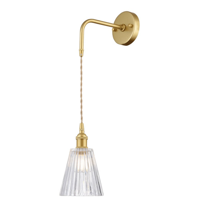 Arla Satin Gold Vintage Funnel Cut Glass Wall Light - Lighting.co.za