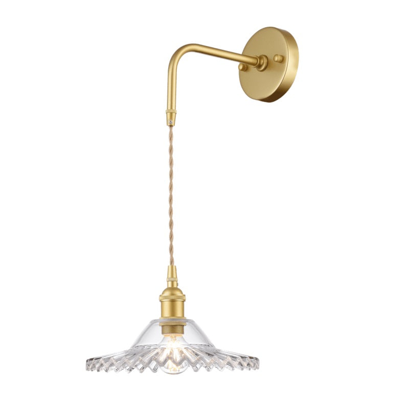Arla Satin Gold Vintage Hat Cut Glass Wall Light - Lighting.co.za