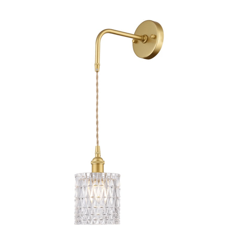 Arla Satin Gold Vintage Round Cut Glass Wall Light - Lighting.co.za