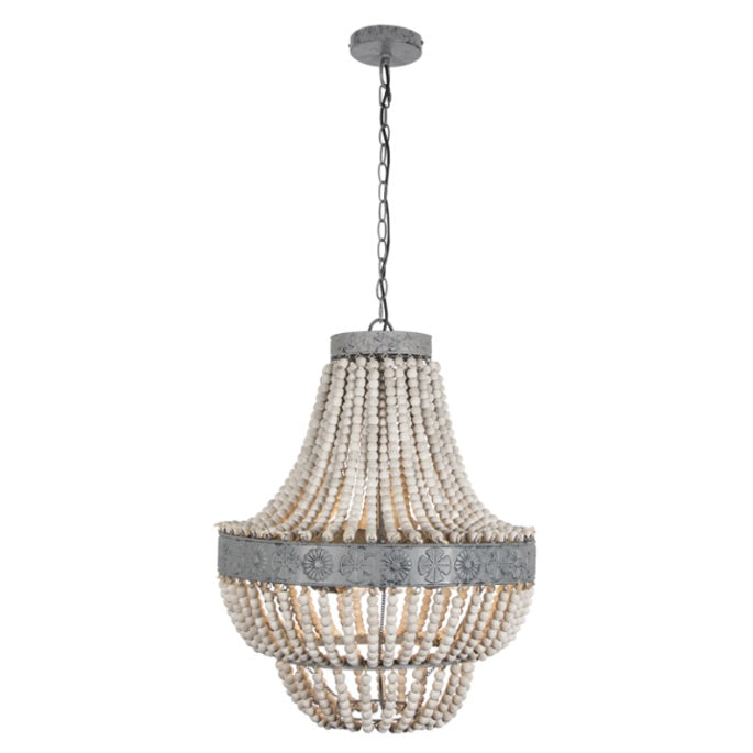 Maiden Large Natural Wooden Bead Chandelier - Lighting.co.za