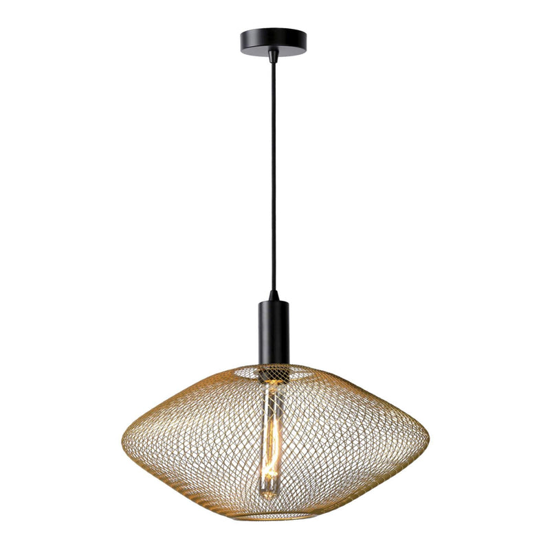 Sloan Black | Gold Wire Mesh Pendant Light - Lighting.co.za