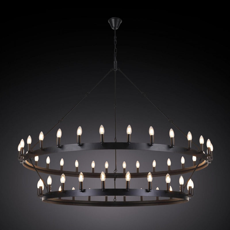 Portland Farmhouse 2 Tier Black 54 Light Chandelier - Lighting.co.za