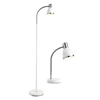 Chloe White and Chrome Floor and Table Lamp Twin Pack - Lighting.co.za