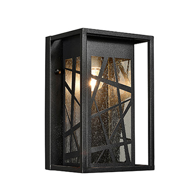 Twig Black and Clear Glass Outdoor Lantern Wall Light - Lighting.co.za