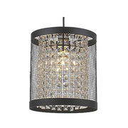 Aron Tall Crystal and Black Mesh Shade Pendant Light - Lighting.co.za