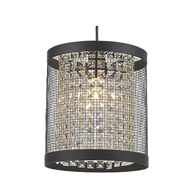 Aron Tall Crystal and Black Mesh Shade Pendant Light - Lighting.co.za