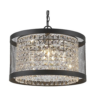 Aron Crystal and Black Mesh Shade Pendant Light - Lighting.co.za