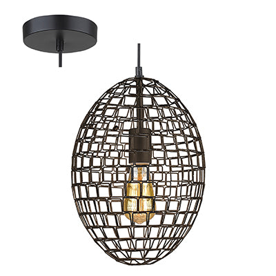 Marc Oval Grid Black Pendant Light - Lighting.co.za