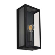 Rubik Black and Clear Glass Spazio Outdoor Lantern Wall Light - Lighting.co.za