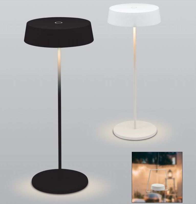 Slender Black or White Spazio Portable Rechargeable Table Lamp - Lighting.co.za
