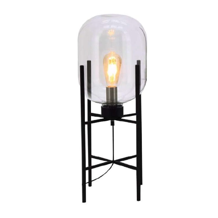 Cleo Pedestal Black And Clear Glass Table Lamp - Lighting.co.za