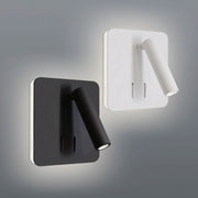 Spin Square Black or White LED Bedside Reading Wall Light with Back Light - Lighting.co.za