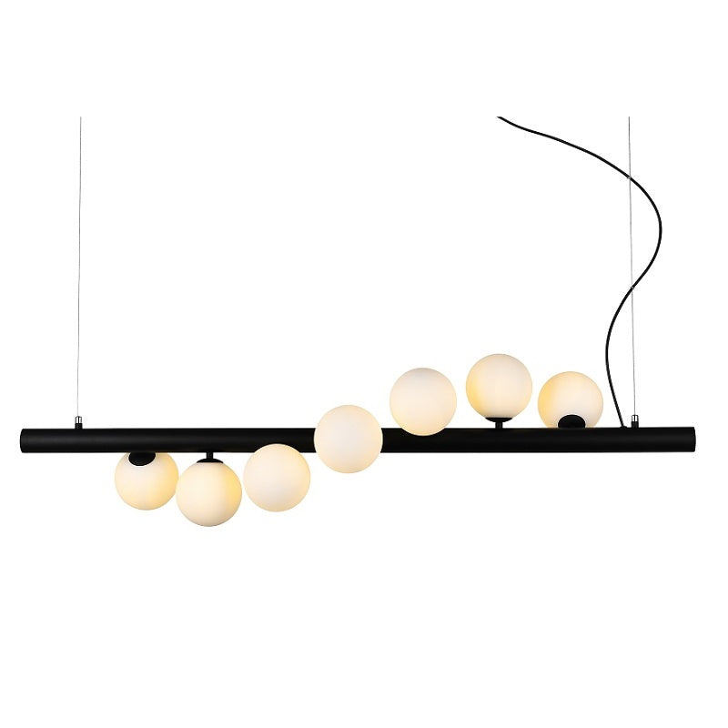 Spiral Black | Gold and Glass 7 Light Horizontal Pendant Light - Lighting.co.za