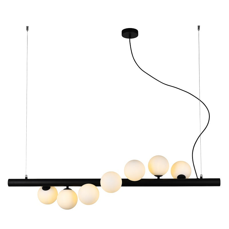 Spiral Black | Gold and Glass 7 Light Horizontal Pendant Light - Lighting.co.za