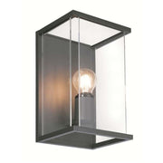Tetris Black and Clear Glass Spazio Lantern Outdoor Wall Light - Lighting.co.za