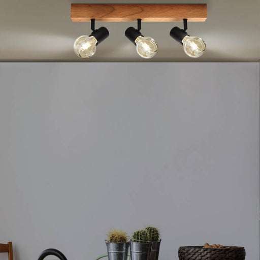 Townshend 3 L Wood and Black | White Spot Light - Lighting.co.za